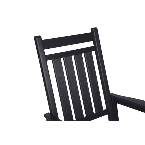 Oversized Rocking Chair with Wood-Texture, Outdoor Rocking Chair for Adults, All Weather Resistant Porch Rocker for Lawn Garden, Black