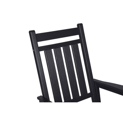 Oversized Rocking Chair with Wood-Texture, Outdoor Rocking Chair for Adults, All Weather Resistant Porch Rocker for Lawn Garden, Black