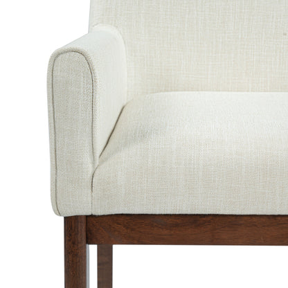 Upholstered Rubberwood Dining Armchairs, Set of 2, Beige/Brown