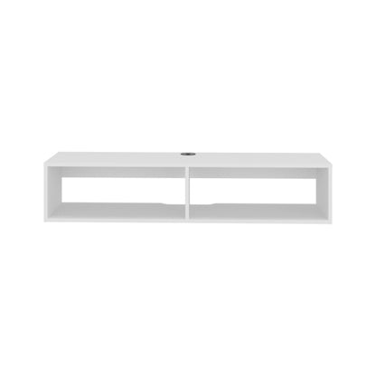 White Floating Entertainment Center with Open Storage Shelves