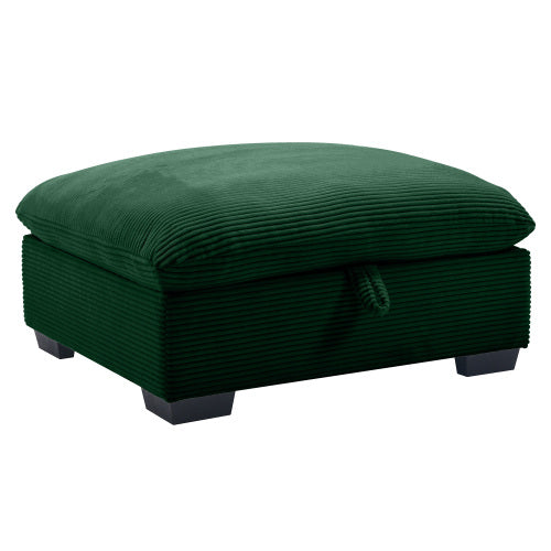 Green Corduroy Modular Ottoman Footrest, Mix & Match L U Shape Sectional Sofa