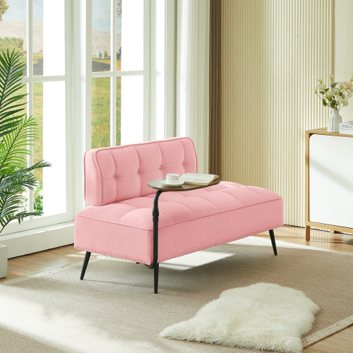 54-Inch Modern 2-Seater Velvet Loveseat Sofa with 360 degree  Rotating Side Table Space-Saving