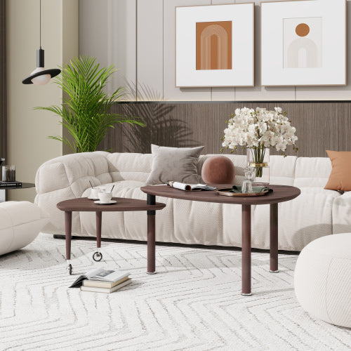 360° Rotatable Coffee Table, Walnut Veneer, Large Size