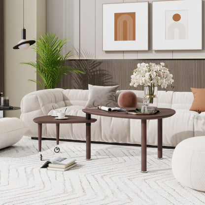 360° Rotatable Coffee Table, Walnut Veneer, Large Size