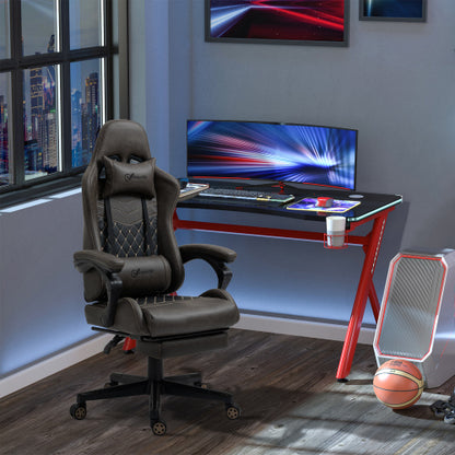 Racing Gaming Chair Diamond PU Leather Office Gamer Chair High Back Swivel Recliner with Footrest, Lumbar Support, Adjustable Height, Brown