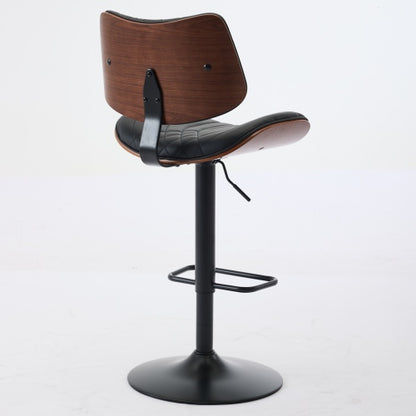 Walnut Bentwood Bar Stools Mid Century Modern Adjustable Counter Height Black Leather Upholstered 360°Swivel Bar Chairs for Kitchen Island/Dining Room/Cafe,Beige,Set of 2