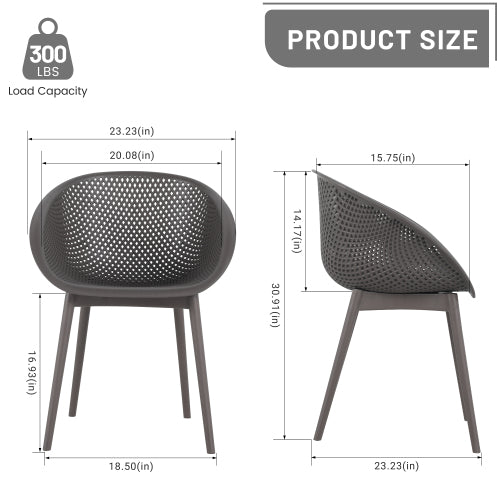 Holiday - 2-Pack Modern Lounge Chairs – Indoor/Outdoor All-Weather PP Plastic, Lightweight for Patio, Beach, Living Room (Warm Grey)