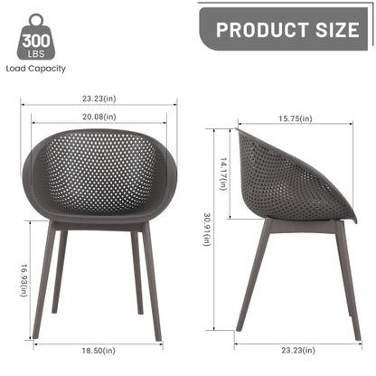 Holiday - 2-Pack Modern Lounge Chairs – Indoor/Outdoor All-Weather PP Plastic, Lightweight for Patio, Beach, Living Room (Warm Grey)