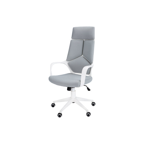 Office Chair, Adjustable Height, Swivel, Ergonomic, Armrests, Computer Desk, Work, Grey Mesh, White Metal, Contemporary, Modern