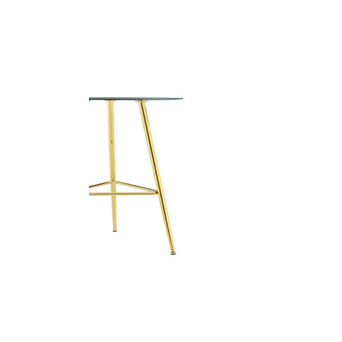 36 Inch Height Bar Table, 34 Inch Round Tempered Glass Top Pub Table with Chrome-Plated Golden Metal Legs, Modern Bistro Table for Kitchen Island/Bar/Cafe