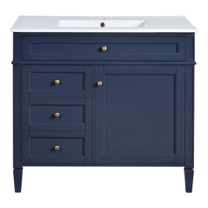 36'' Bathroom Vanity with Top Sink, Modern Bathroom Storage Cabinet with 2 Drawers and a Tip-out Drawer, Single Sink Bathroom Vanity