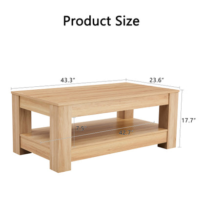 Double-Layer MDF Coffee Table, 250lbs Load Capacity