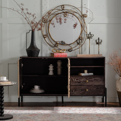Mid Century 3D Geometric Sideboard Cabinet with Drawers