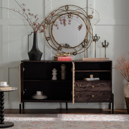 Mid Century 3D Geometric Sideboard Cabinet with Drawers