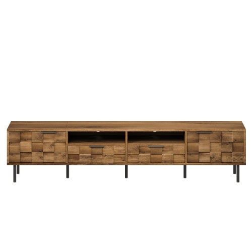 78.7 inch Natural Mid Century TV Stand 2 Drawer Media Console Supports Up To 85 Inch TV