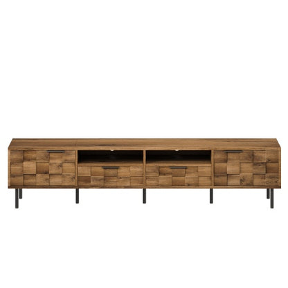78.7 inch Natural Mid Century TV Stand 2 Drawer Media Console Supports Up To 85 Inch TV