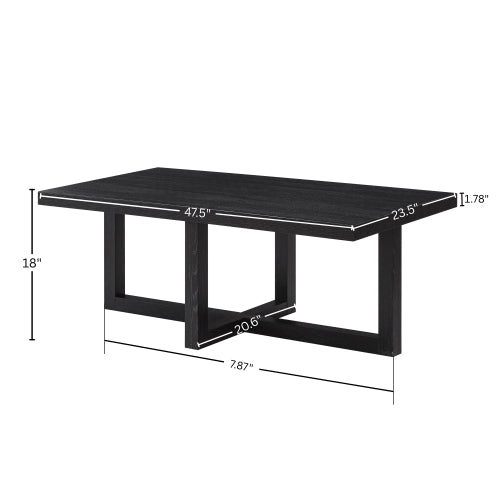 Contemporary Rectangular Coffee Table Black Cross Base Wood Finish