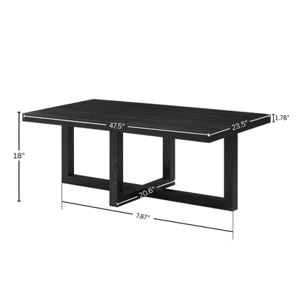 Contemporary Rectangular Coffee Table Black Cross Base Wood Finish