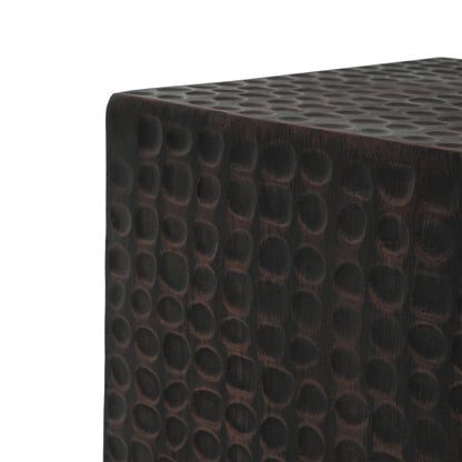 Outdoor Side Table, Patio End Table Cube, MGO Fluted Coffee Table for Outside, Garden, Backyard, Poolside Accent Table, Antique Copper