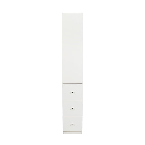 Tall Display Storage Cabinet with Shelves and Side Drawers