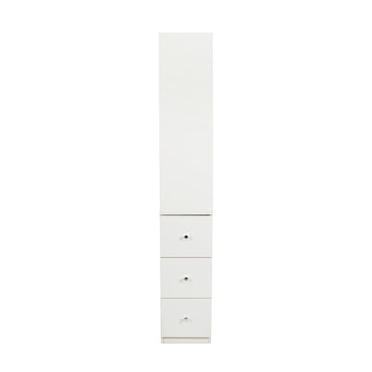 Tall Display Storage Cabinet with Shelves and Side Drawers