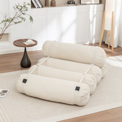Adjustable Corduroy Lazy Floor Sofa with 5 Cylindrical Pillows Multi-Person Leisure Chair for Living-Room Bedroom