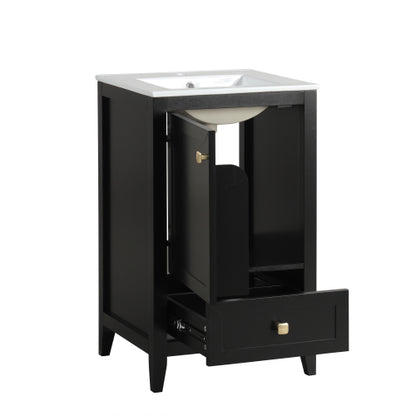 20" Bathroom Vanity with Sink, Bathroom Cabinet with Soft Closing Door, Storage Rack and A Drawer, Black