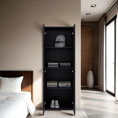 Armoire 66.9" H, 2 Doors, 4 Shelves, Black Wengue - Bedroom