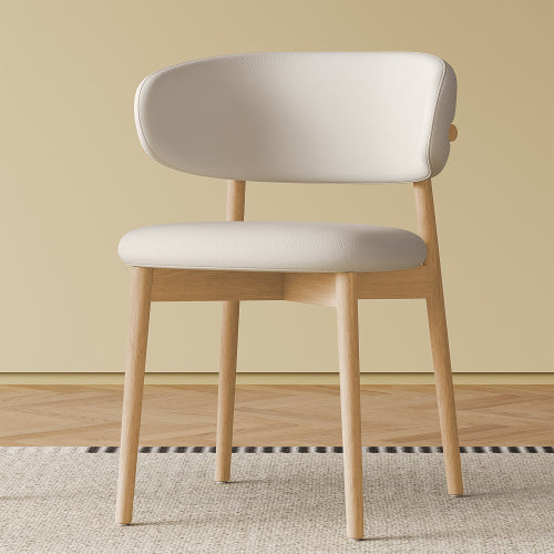 Set of 2 Natural Oak Mid-Century Dining Chairs, Minimalist Solid Wood Side Chairs Easy Assembly