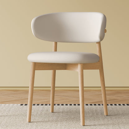Set of 2 Natural Oak Mid-Century Dining Chairs, Minimalist Solid Wood Side Chairs Easy Assembly