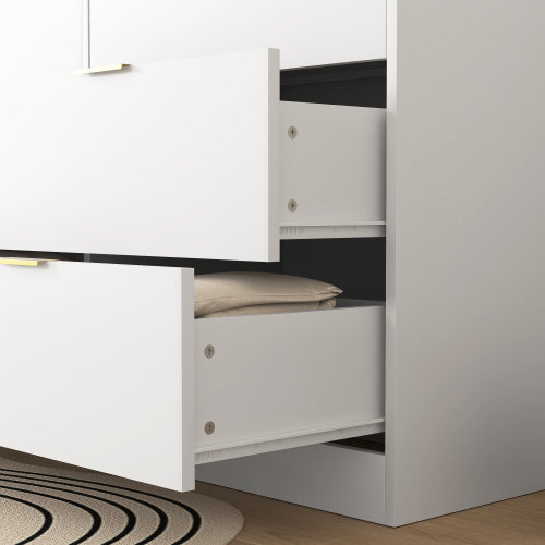 Modern 6-Drawer Dresser, Chest of Drawers for Bedroom, Living Room, Hallway, and Entryway - Large Storage Cabinet White