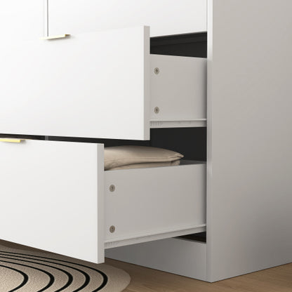 Modern 6-Drawer Dresser, Chest of Drawers for Bedroom, Living Room, Hallway, and Entryway - Large Storage Cabinet White