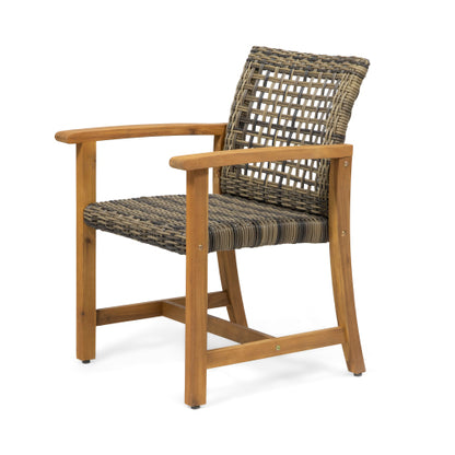 HAMPTON WOOD AND WICKER DINING CHAIR( SET OF 2 )