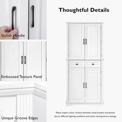 71inch  Farmhouse Pantry Cabinet with Pull-Out Organizers White