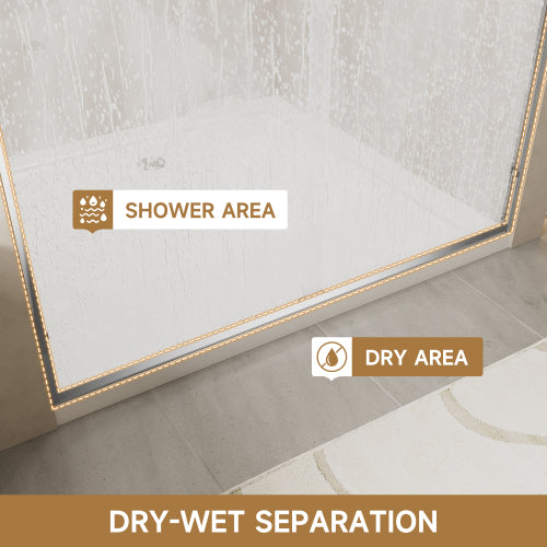 56"-60" W x 72" H Chrome Aluminum Frame Double Sliding Shower Door with 1/4" (6mm) Nano-Coated Clear Tempered Glass and Dual Stainless Steel Handles