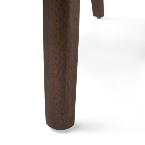 Set of 2 Contemporary Minimalist Dining Chairs, Walnut Rubberwood Legs with Light Beige Upholstery