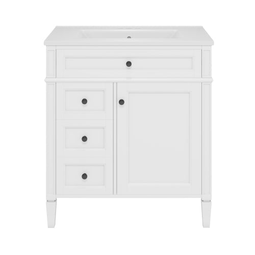 30'' Bathroom Vanity with Top Sink, Modern Bathroom Storage Cabinet with 2 Drawers and a Tip-out Drawer, Single Sink Bathroom Vanity