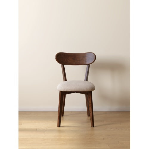 Set of 2 Walnut Tone FAS Grade Oak Upholstered Dining Chairs, Removable Washable Cushion 47.5¡Á55.5¡Á78cm