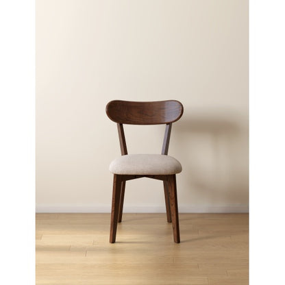Set of 2 Walnut Tone FAS Grade Oak Upholstered Dining Chairs, Removable Washable Cushion 47.5¡Á55.5¡Á78cm