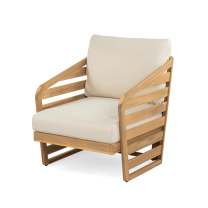 Royal Wood Club Chair, Beige