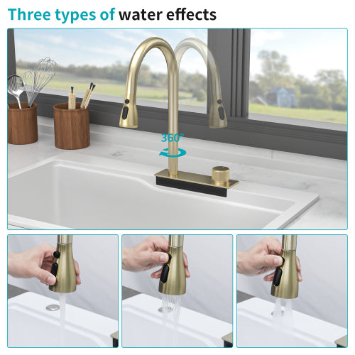 Drop In Waterfall Kitchen Sink - 33" x 22" x 10" White Composite Granite Quartz Single Bowl Workstation kitchen sink with Pull-Down Faucet