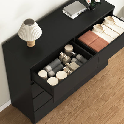 8 Drawers Dresser for Bedroom, Wood Bedroom Dresser Modern Drawer Chest, 8 Chest of Drawer, Tall Dresser for Closet, Dressers Organizer for Living Room, Closet,Black