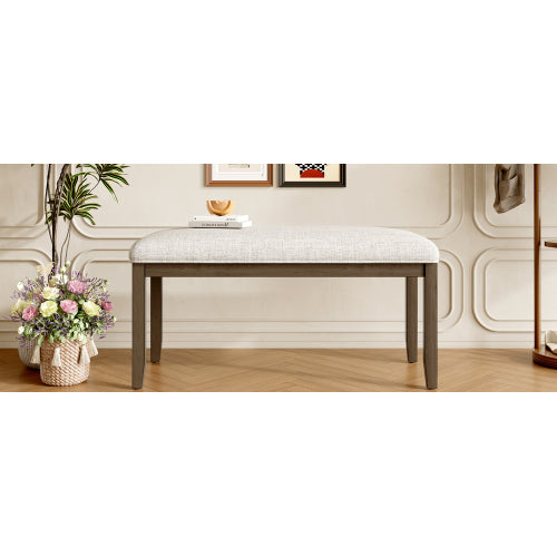 Upholstered Bench for Bedroom End of Bed,38-inch Entryway Bench for Living Room,Dining Bench with Padded Seat and Solid Wood Leg for Kitchen Bedroom,Indoor and Hallway (Bench, Beige+Brown)