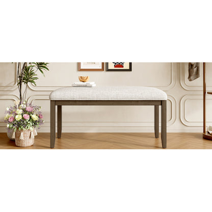 Upholstered Bench for Bedroom End of Bed,38-inch Entryway Bench for Living Room,Dining Bench with Padded Seat and Solid Wood Leg for Kitchen Bedroom,Indoor and Hallway (Bench, Beige+Brown)