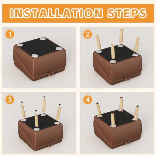 Brown Upgraded 2-in-1 Foldable Wooden Pet Ottoman Dog Ramp, Split Design Pet Steps for Small Dogs & Cats