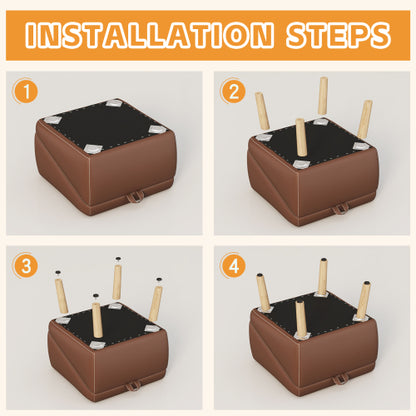 Brown Upgraded 2-in-1 Foldable Wooden Pet Ottoman Dog Ramp, Split Design Pet Steps for Small Dogs & Cats