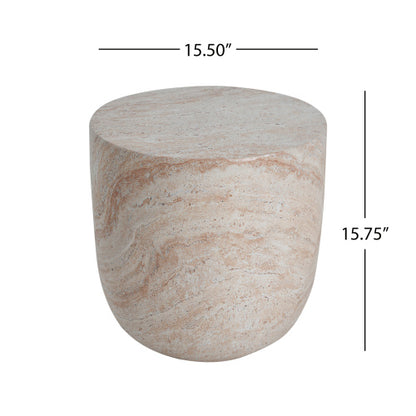 Outdoor/Indoor Lightweight Concrete Side Table,Travertine Finish