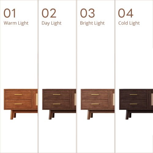 70.87 inch Dark Brown PE Rattan TV Stand 4 Drawer Pine Leg Media Console Fits Up To 80 Inch TV