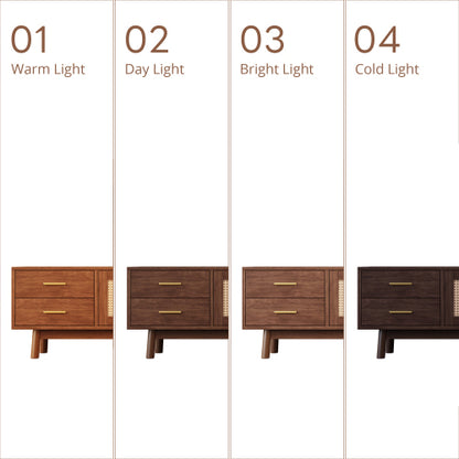 70.87 inch Dark Brown PE Rattan TV Stand 4 Drawer Pine Leg Media Console Fits Up To 80 Inch TV