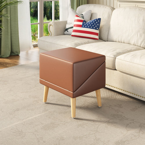 Brown 3-in-1 Foldable Pet Ottoman Dog Ramp, Anti-Slip Pet Stairs with Hidden Storage for Dogs & Cats